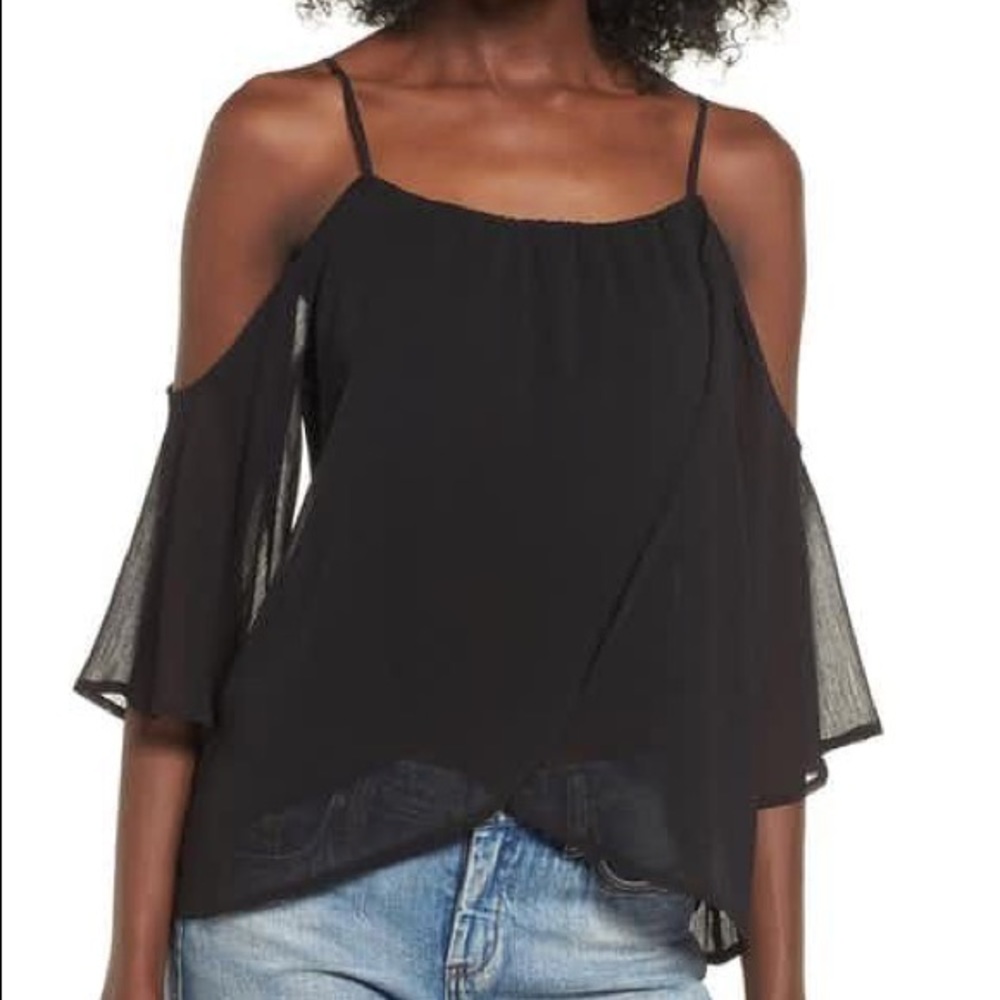 LAST CHANCE Lush cold shoulder black layered cami